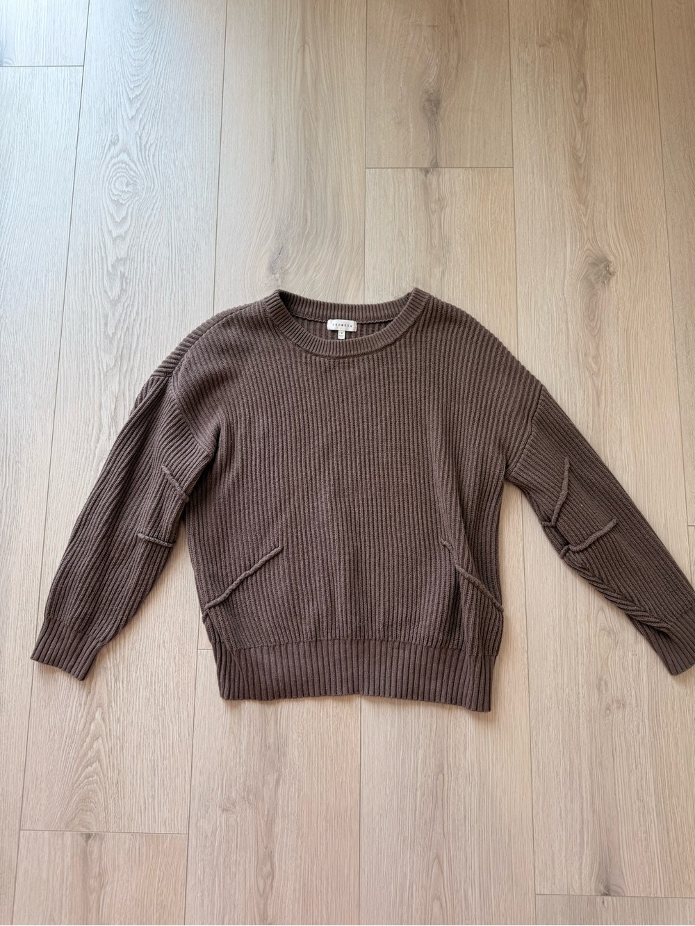 Promesa Brown Ribbed Crewneck Sweater women’s spring fall